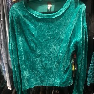 Free People: teal velvety sweater